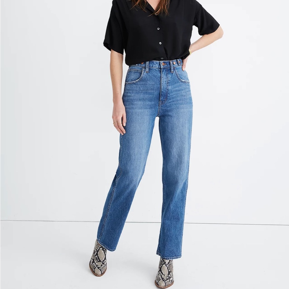 Madewell Tab-Waist Highest-Rise Straight Jeans in Delafield Wash